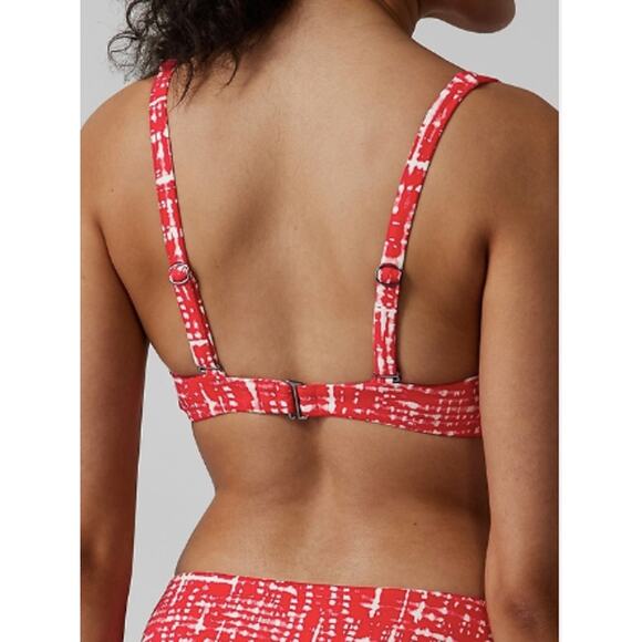 Athleta 36D DD shibori matador red Bra Cup Square Neck Bikini Top swim bathing - Picture 6 of 8